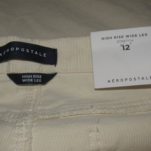 NWT AEROPOSTALE High Rise Wide Leg Corduroy Stretch Cream Pants Size 12 - Picture 5 of 6